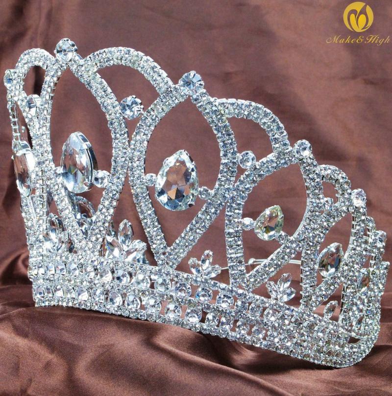 

Hair Clips & Barrettes Miss Beauty Pageant Contoured Tiara Crown Clear Crystal Brides Women Headband Fashion Jewelry Wedding Bridal Prom Par