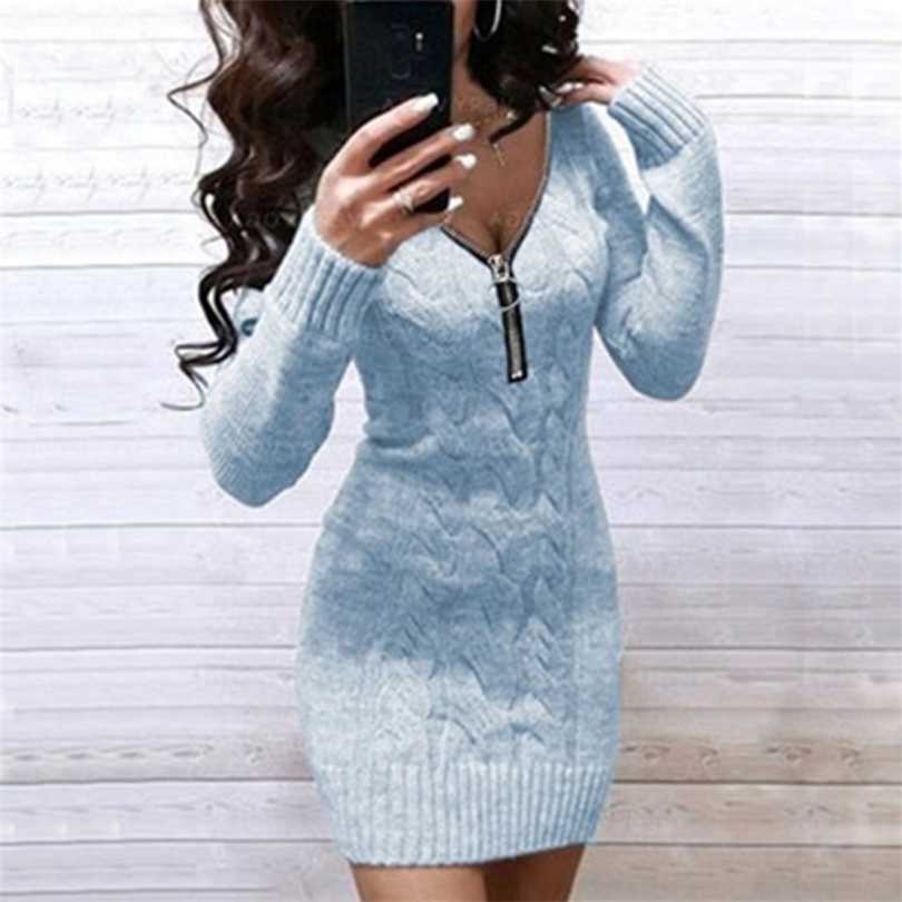 Fashion Zipper V Neck Women Knitted Sweater Dress Autumn Winter Solid Slim Mini Pullover es Long Sleeve Bodycon Party 211110, 04 wine red
Fashion Zipper V Neck Women Knitted Sweater Dress Autumn Winter Solid Slim Mini Pullover es Long Sleeve Bodycon Party 211110, 04 wine red