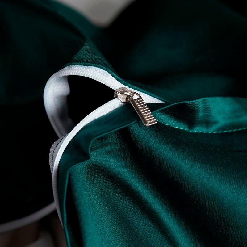 Embroidered Deep Green Blue Duvet Cover Set Premium Soft Egyptian Cotton Bedding set QueenKing size 4Pcs 1BedSheet 2Pillowcases C2044548