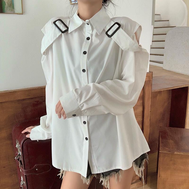 Neploe Spring Harajuku Blusas Tops Long Sleeve Hollow-out Strapless Women Shirt Korean Fashion White Black Blouses 58100 210225