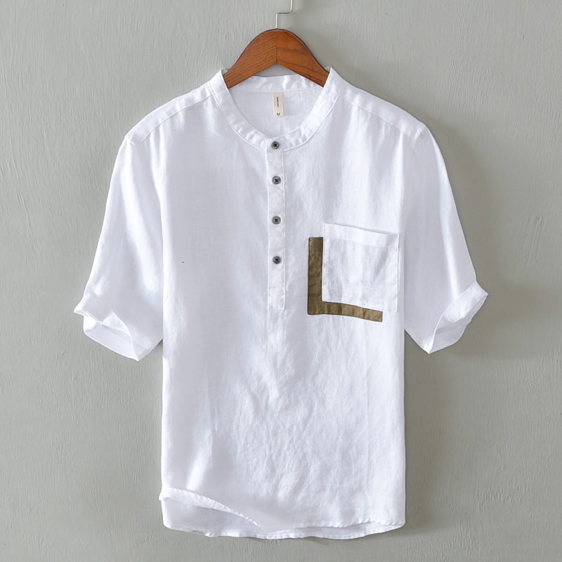 2021 New Summer 100% Linen Stand Collar White Shirts Short Sleeve Casual for Men Fashion Solid Shirt Mens Camiseta 1vyd
2021 New Summer 100% Linen Stand Collar White Shirts Short Sleeve Casual for Men Fashion Solid Shirt Mens Camiseta 1vyd