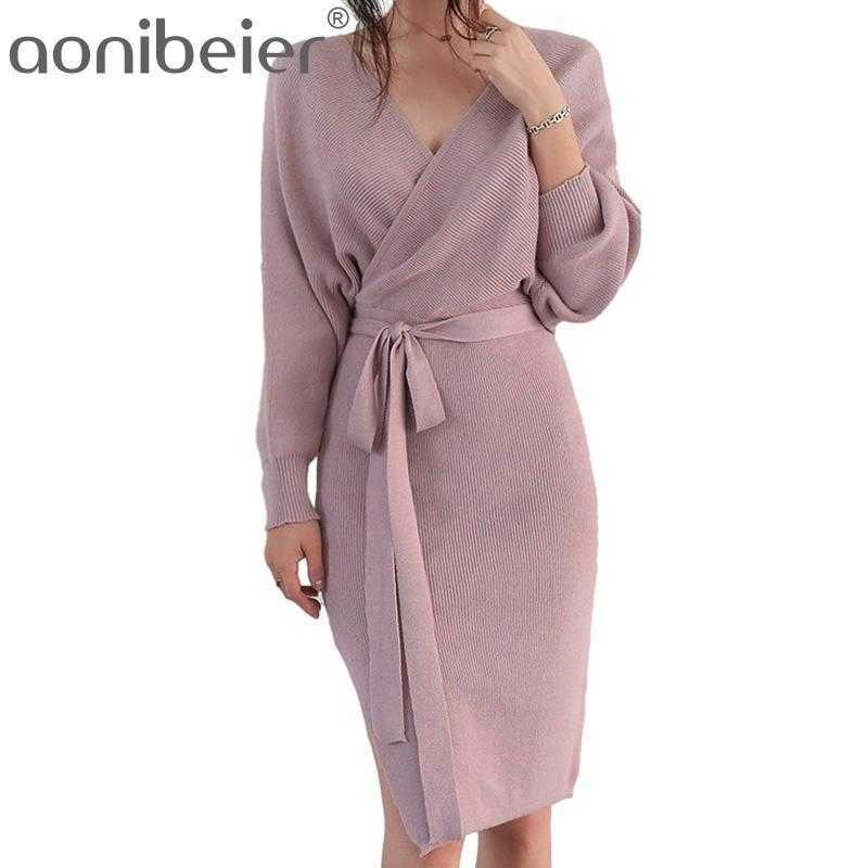 Autumn Spring Women Sweater Dress Skinny V-Neck Backless Knitted Split Bat Sleeve Korean Elegant Lady Outwear Set 210604, Pink
Autumn Spring Women Sweater Dress Skinny V-Neck Backless Knitted Split Bat Sleeve Korean Elegant Lady Outwear Set 210604, Pink