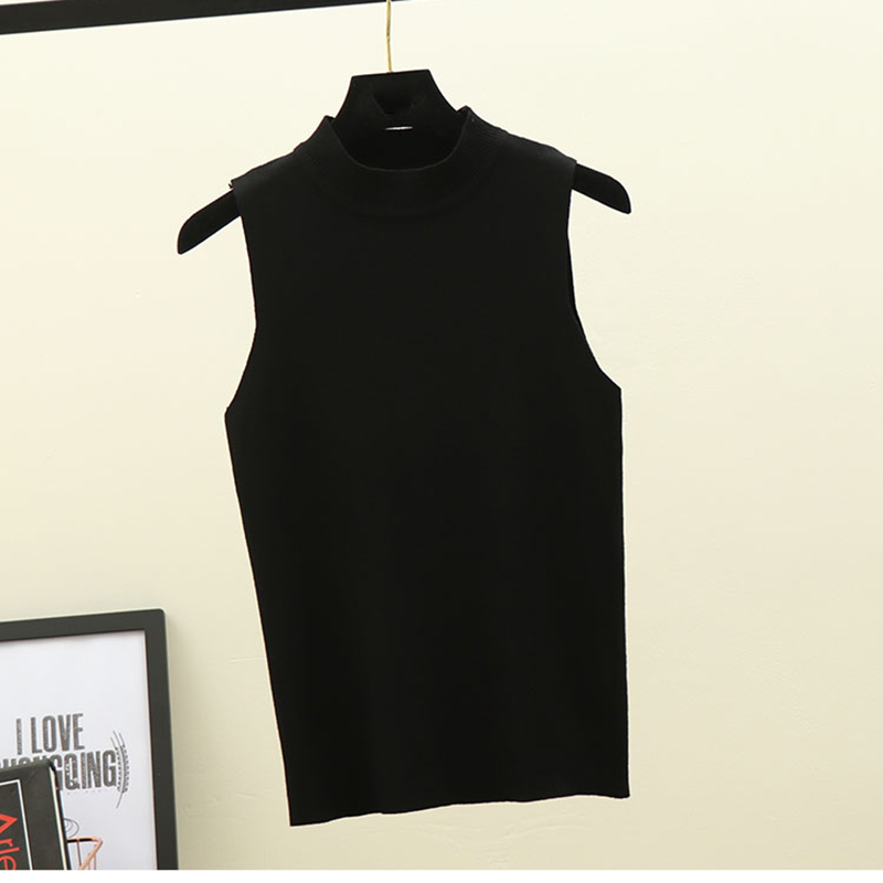 Spring Knitted Top Tees Women O-Neck Sleeveless Fitness Slim Tee Shirt Femme Ladies Knitting Pullover Tshirt Knitwear 210306