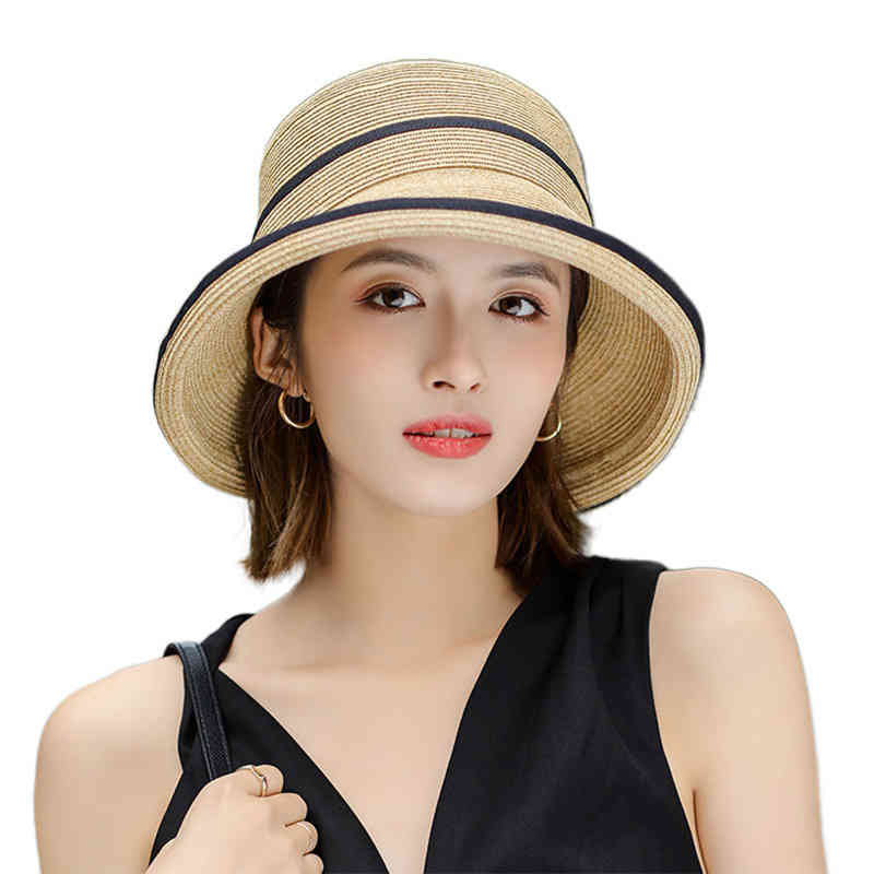 2021 Straw Hat Women's Summer Sun Shading and Sunscreen Fashion Fresh Net Red Hepburn Wind Beach Woven
