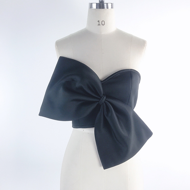 DEAT New Spring Fashion Temperament Korea Solid Color Sexy Bow Wrapped Chest Women Tops Tide PD121 210306