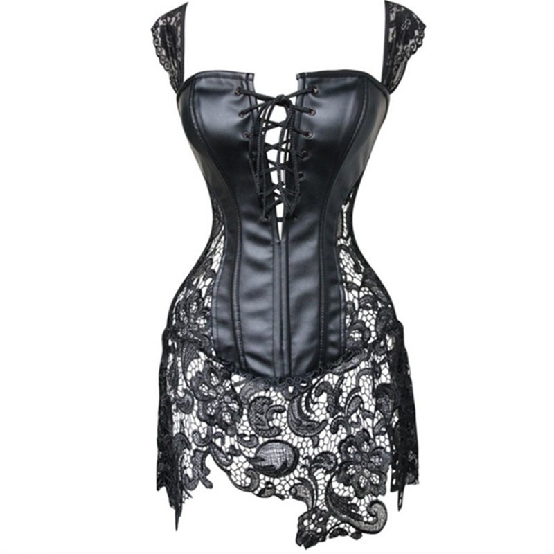 Woman Bustiers Black Steampunk Costume Waist Trainer Bone Shaper Overbust Lace Up Hallow Out Corsets Faux Leather Dress Waist Trainer 5XL Si, As shown
Woman Bustiers Black Steampunk Costume Waist Trainer Bone Shaper Overbust Lace Up Hallow Out Corsets Faux Leather Dress Waist Trainer 5XL Si, As shown