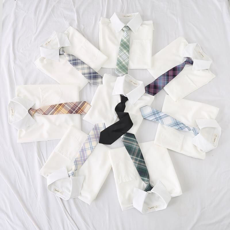 JMPRS White Women School Shirts Fashion JK Preppy Style Spring Japan Long Sleeve Girls Blouse Harajuku Necktie Ladies Tops 210225