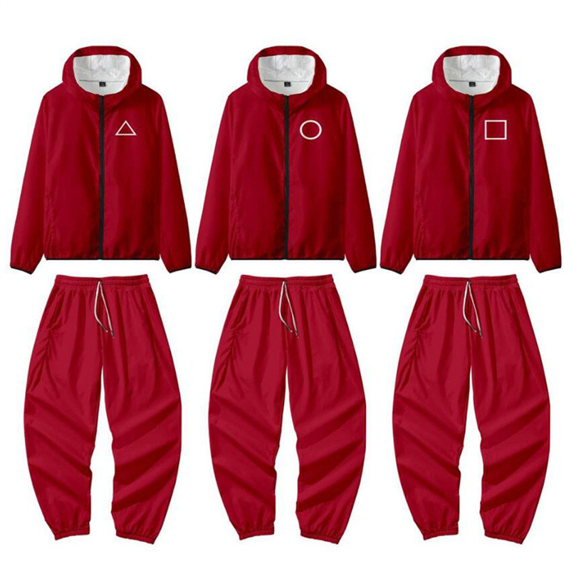 Squid Game Red Jacket Pants Round Six Men Women Halloween Costumes Cosplay Sports Zipper Cardigan Digital Printing Pocket Sweatshirts Set H1012
Squid Game Red Jacket Pants Round Six Men Women Halloween Costumes Cosplay Sports Zipper Cardigan Digital Printing Pocket Sweatshirts Set H1012