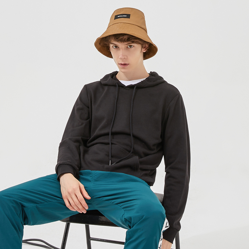 Metersbonwe Spring Ne Multicolor comfort Hoodiesmen Plus Knit Solid color Hooded Sweatshirt 201127