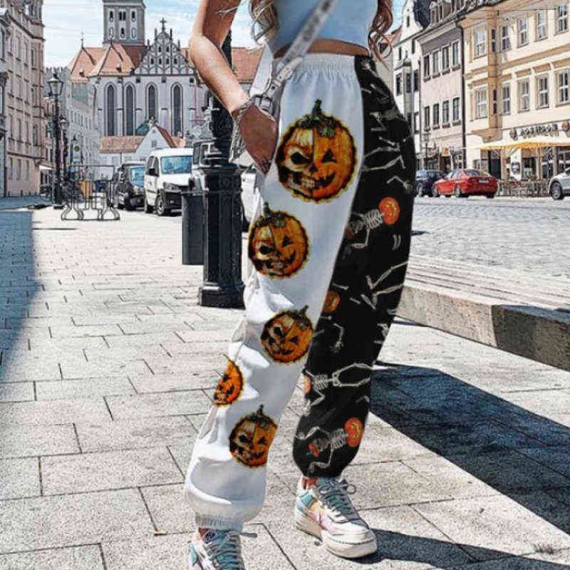 Women Loose Printing Casual Trousers Spring Autumn Elastic Waist Ladies Pencil Pants Plus Size 3XL Streetwear Drop 211115