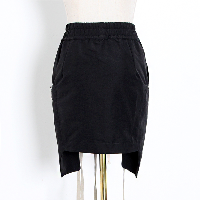 TWOTWINSTYLE Lace Up Bowknot Elastic High Waist Streetwear Skirts For Women Hollow Out Irregular Hem Skirt Female 210306