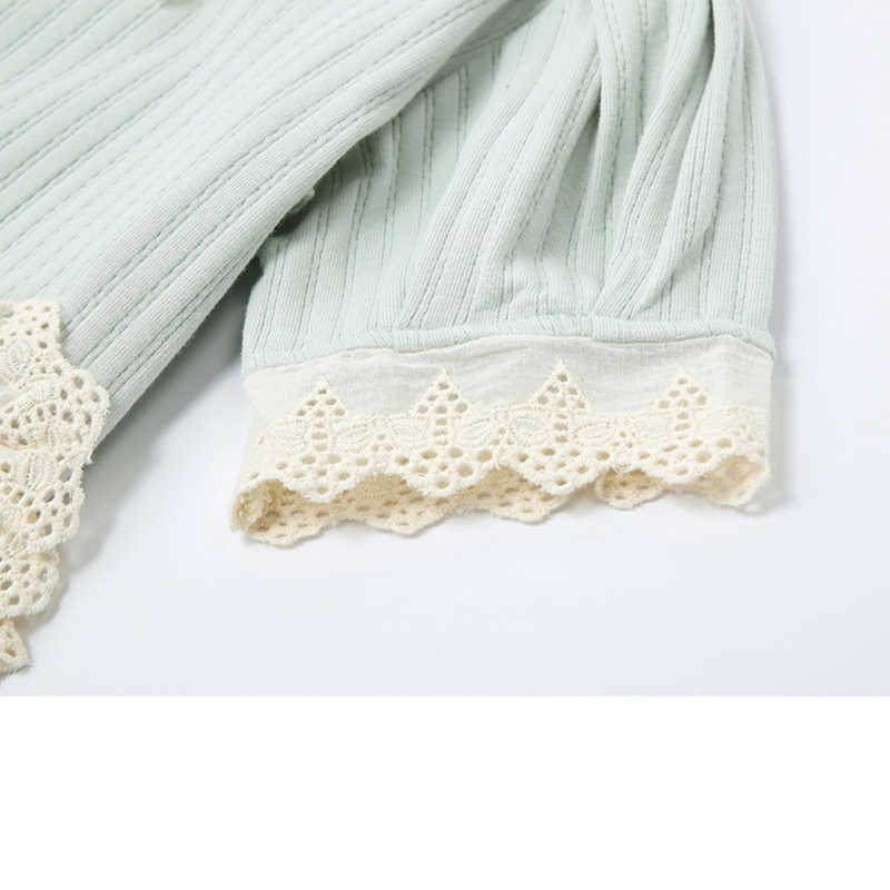Square Collar Short Sleeve Crop Tops Women Summer Korean Fashion Patchwork Lace Slim Lady Green Knitted Pullovers 210918