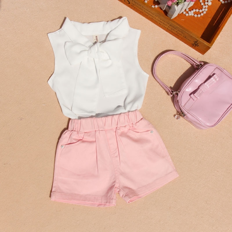 Spring Summer Kids Girls Shirts Chiffon Sleeveless Blouse Teenage Pure Color Bow Top Clothes for Girls Size 10 to 12 Shirts 210306