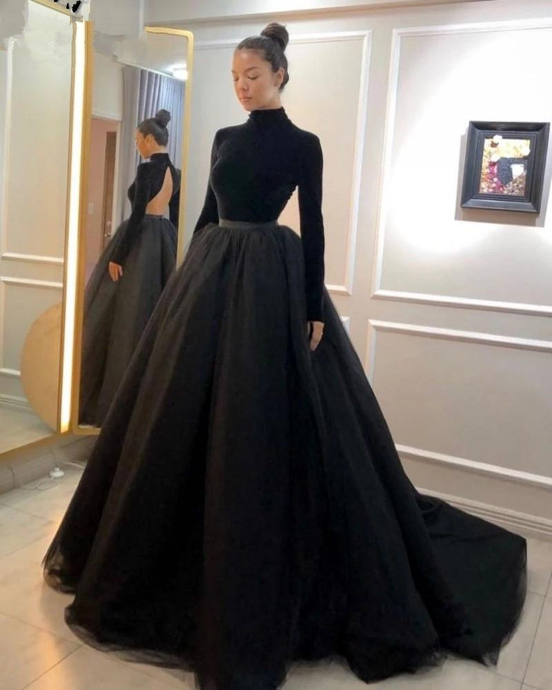 High Collar Modern Evening Dresses Long Sleeves Backless Sexy Prom Dress Sweep Train A Line Tulle Bride Robe De Soiree, Light sky blue
High Collar Modern Evening Dresses Long Sleeves Backless Sexy Prom Dress Sweep Train A Line Tulle Bride Robe De Soiree, Light sky blue