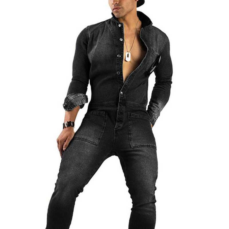Men's Jeans Overalls Slim Fit Boyfriend Jean Jumpsuits Spring Autumn Streetwear Denim Bib Jumpsuit Male Long Rompers Pants S-5XL 211009