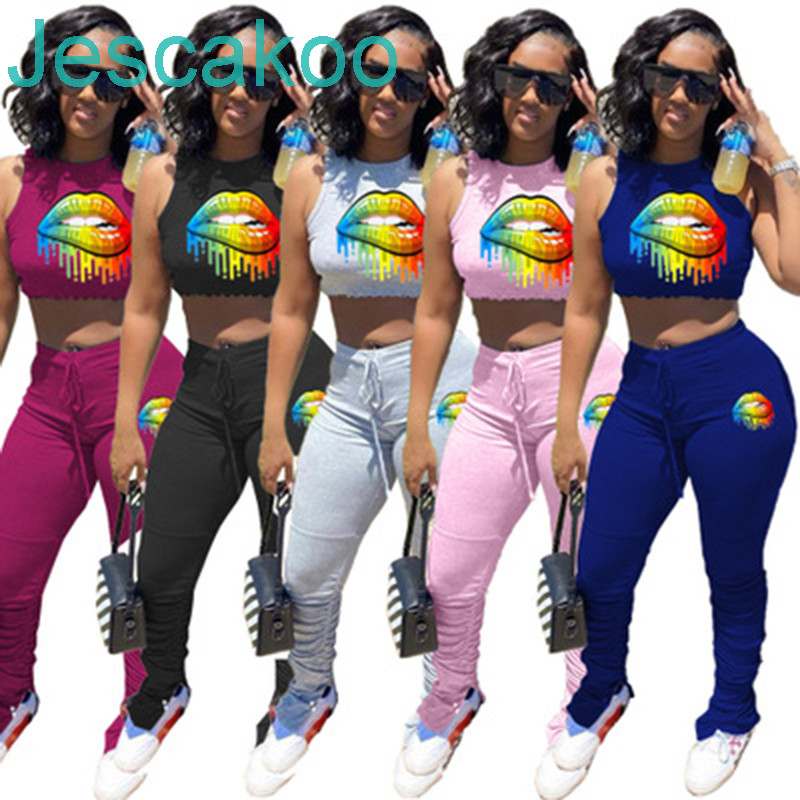 2021 Women Sport Lips Two Piece Set Tracksuit Mini T-shrit Stacked Bell Bottom Jogger Suit Sweatpants Outfits Women Summer Spring Suits, Black
2021 Women Sport Lips Two Piece Set Tracksuit Mini T-shrit Stacked Bell Bottom Jogger Suit Sweatpants Outfits Women Summer Spring Suits, Black