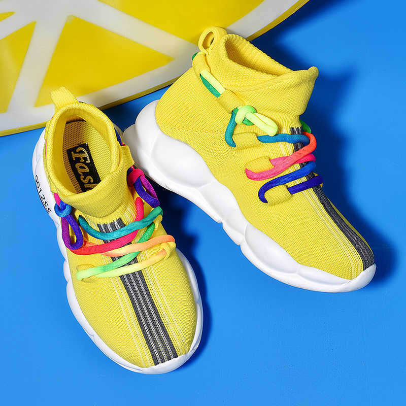 Boys Girls Breathable Children Sneakers Kids Casual Knit Soft Anti-Slip Running Sports Shoes Lightweight Baby Toddler Sock Boots 210914