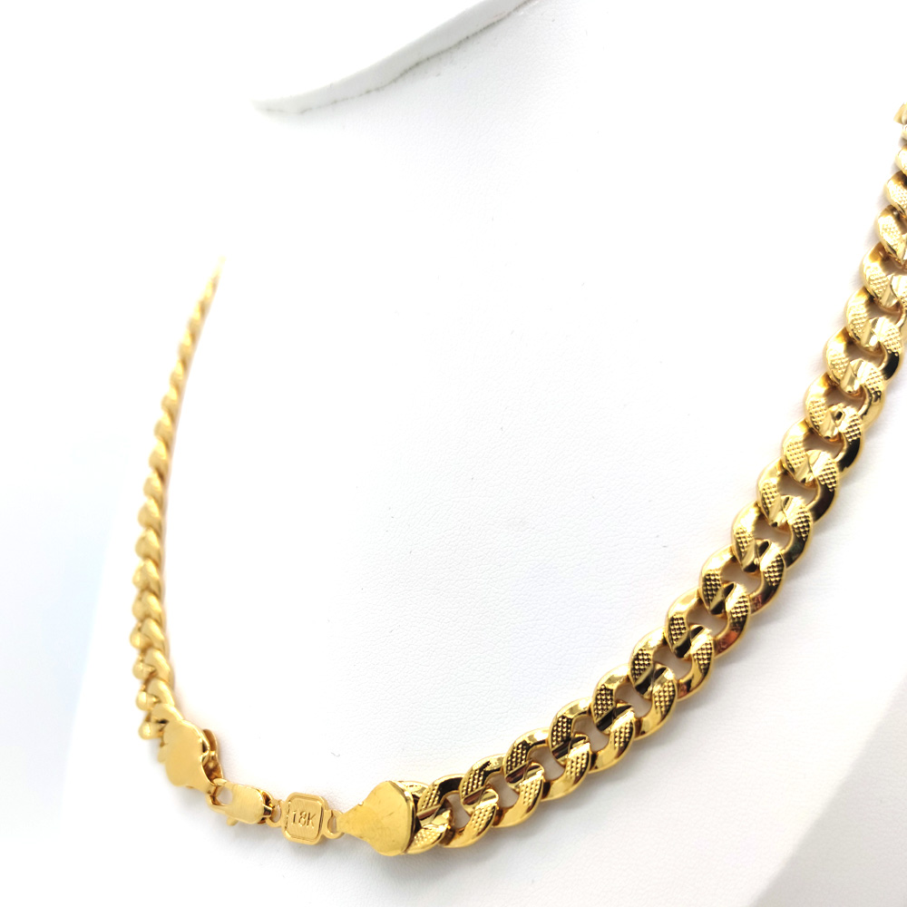 Moissanite Handmade Dubai Men's Cuban Link Chain Necklace In 18 k Stamped Gold Filled Pave Curb