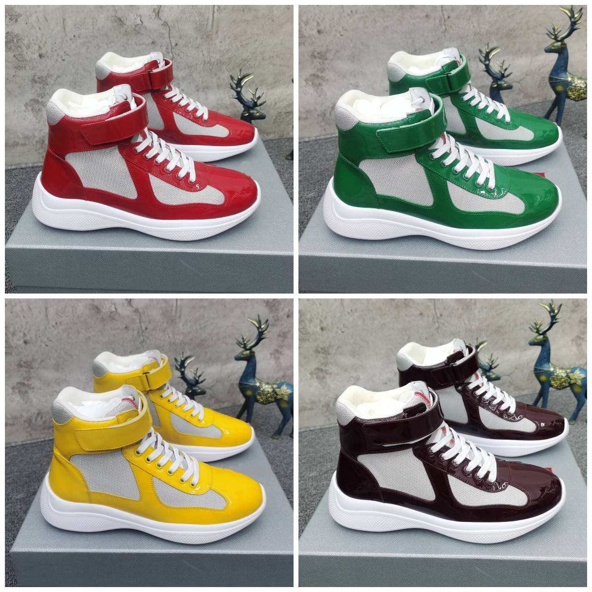 Americas Cup Sneakers Luxury Designer Men Classics Casual Shoes Patent Leather and Nylon Rubber Sole High-top Sneaker Comfortable Top Quality Size 38-45 A1, Color 7
Americas Cup Sneakers Luxury Designer Men Classics Casual Shoes Patent Leather and Nylon Rubber Sole High-top Sneaker Comfortable Top Quality Size 38-45 A1, Color 7