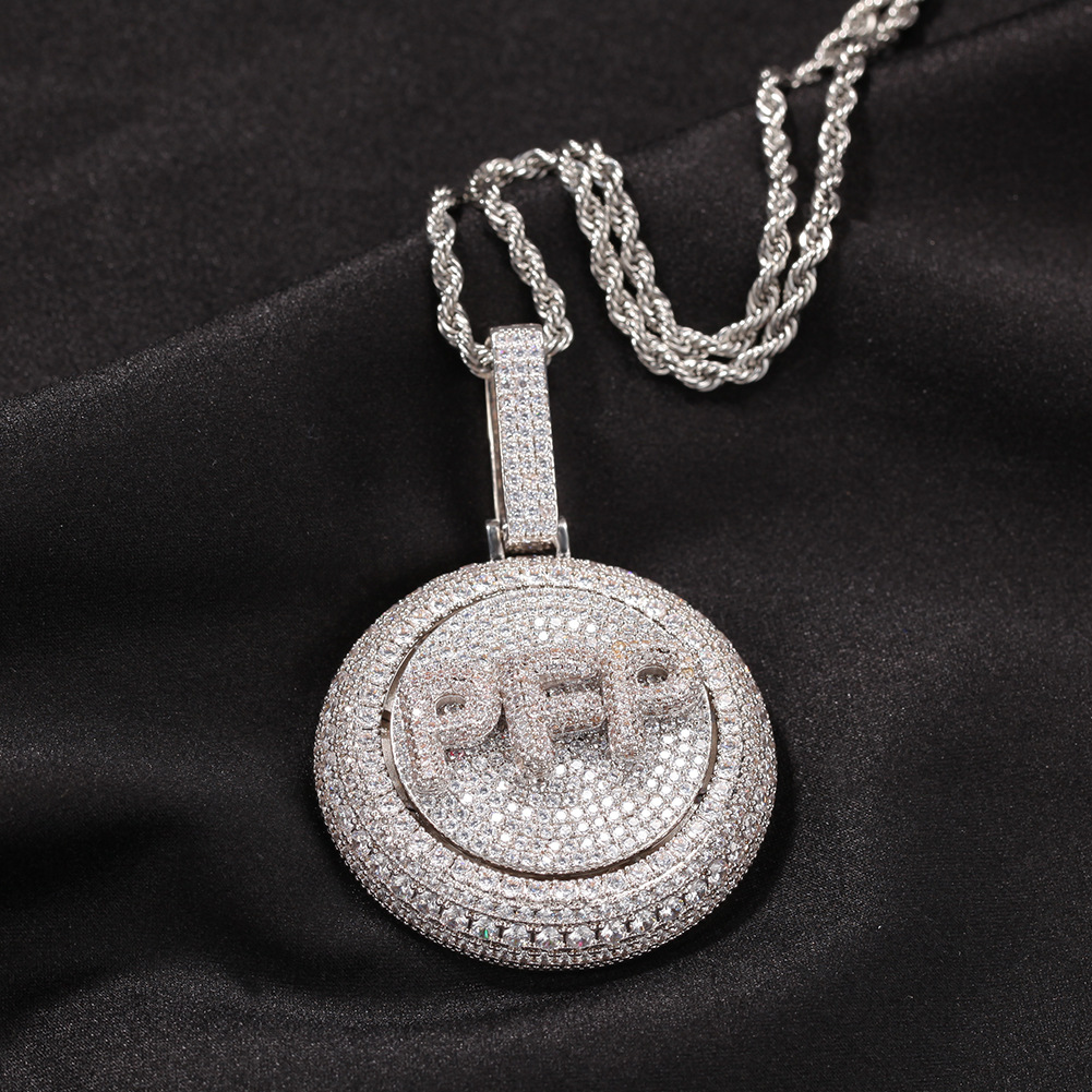 TopBling Hip Hop A-Z Custom Letters Pendant Necklace Rotatable Simulated Diamond Real Gold Plated Jewelry