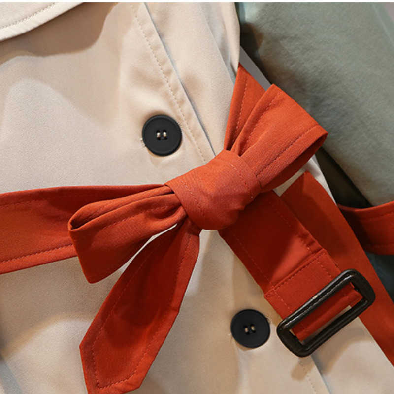 Women Trench Coat Fashion Fall Winter Casual Thin With Over Size Vintage Long Coats Overcoats Top Double Breasted Outwear A109 210820