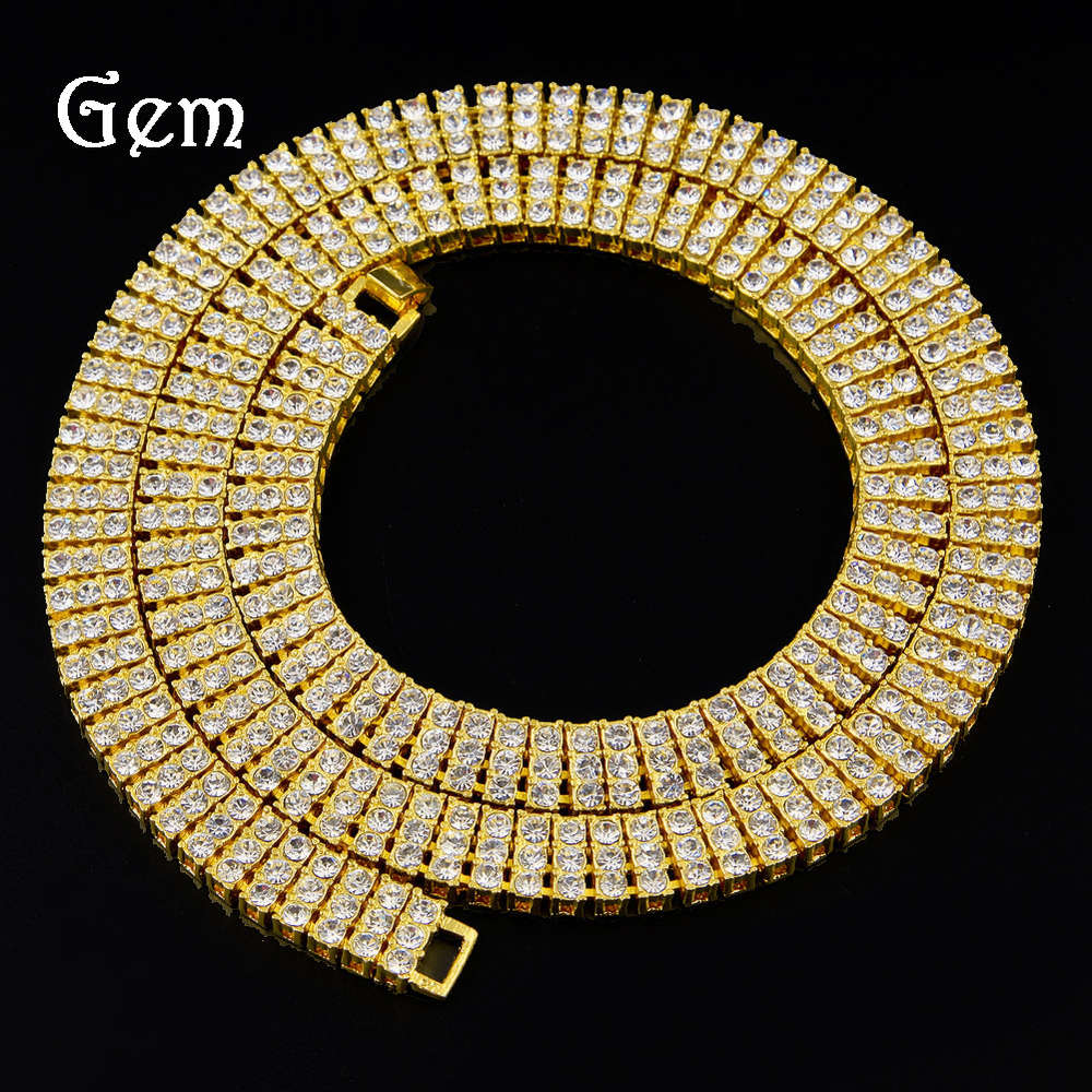 3 drainage drill zinc alloy men's hip hop BLING Necklace