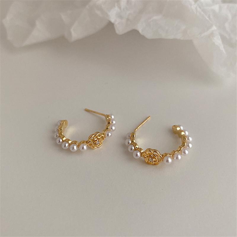 Dangle & Chandelier French Style Women Gold Rose Flower Pearl Drop Earring Trendy Half Round Piercing Earrings Party Jewelry Brincos
Dangle & Chandelier French Style Women Gold Rose Flower Pearl Drop Earring Trendy Half Round Piercing Earrings Party Jewelry Brincos