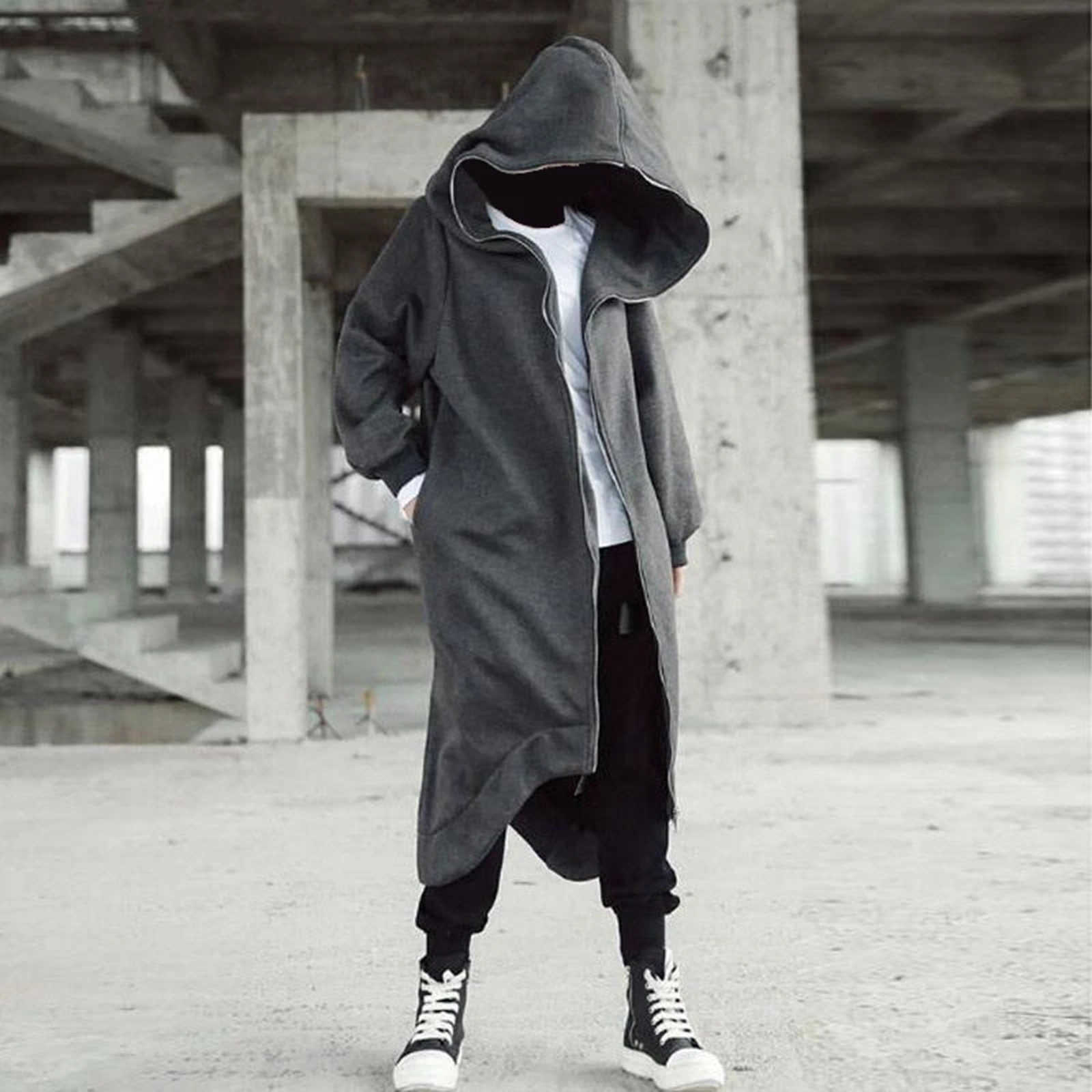 Unisex Long Sleeve Hooded Nazgul Coat Zipper Closure Fleece Lined Hoodie A66 210813