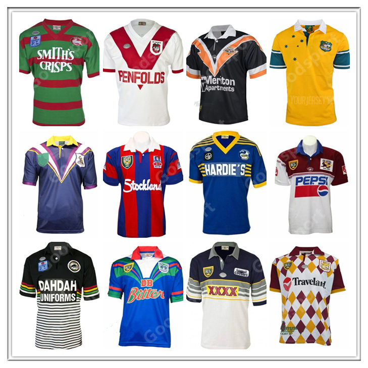 RETRO Rugby Jersey COWBOY KNIGHT STORM WARRIOR TIGER Panthers BRONCO Chiefss ST GEORGE Rabbit SEA EAGLES Parramatta Eels shirts, Black;gray
RETRO Rugby Jersey COWBOY KNIGHT STORM WARRIOR TIGER Panthers BRONCO Chiefss ST GEORGE Rabbit SEA EAGLES Parramatta Eels shirts, Black;gray