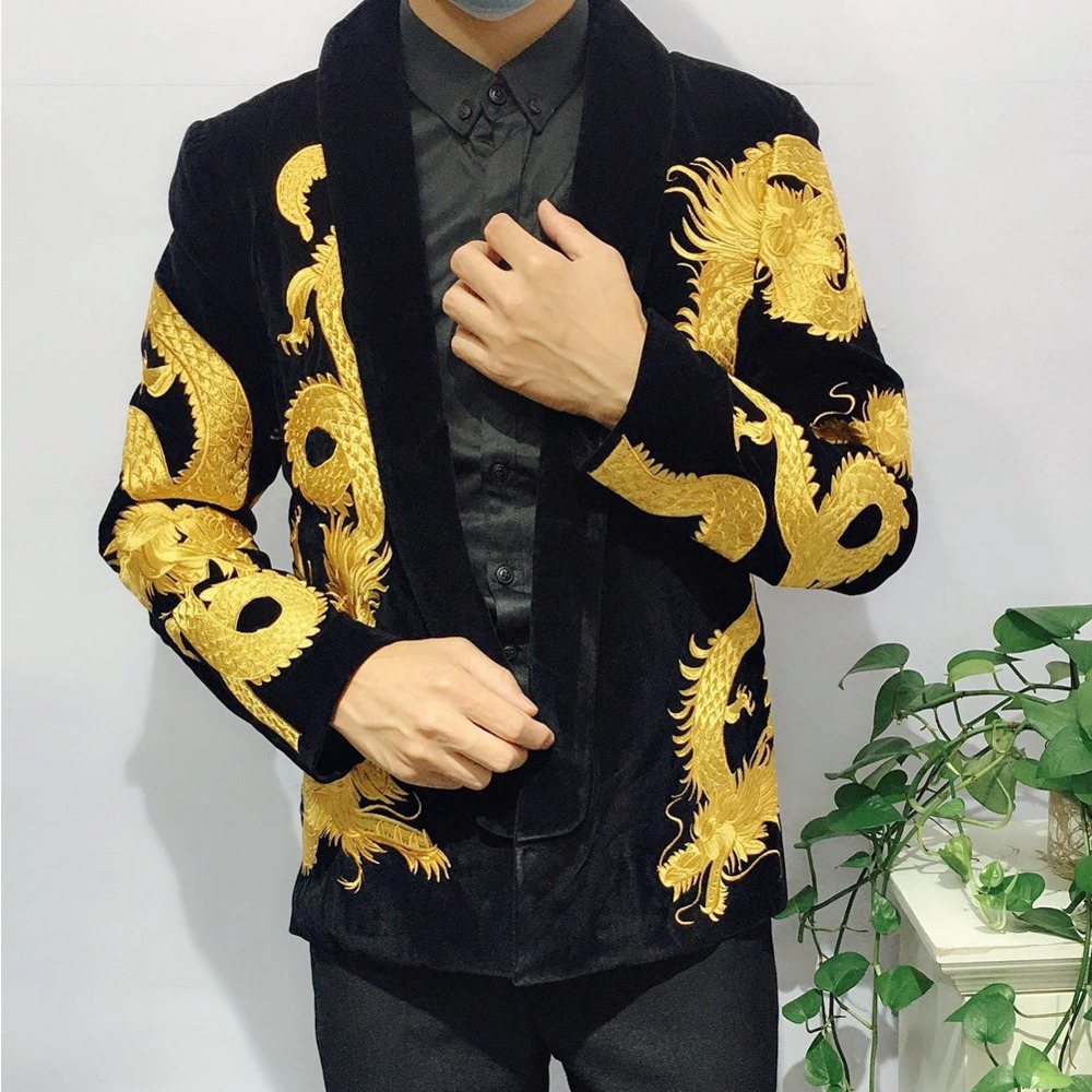 2021 New Stylish Blazer Gold Jacket Coat Nightclub Men Singer Host Costume Stage Wears Embroidery Bae Suit Evening 0bte, Black
2021 New Stylish Blazer Gold Jacket Coat Nightclub Men Singer Host Costume Stage Wears Embroidery Bae Suit Evening 0bte, Black