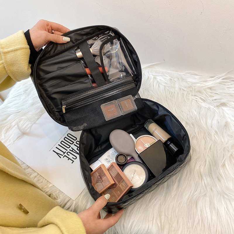 Cosmetic box Quilted professional cosmetic bag women's large capacity storage handbag travel toiletry makeup bag sac 210821