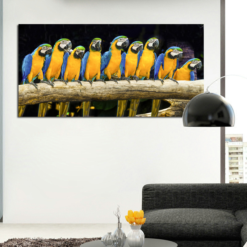 Wall Decorative Painting Red Parrots For Living Room Birds Picture Animated Art Poster Print Modular Art Unframed