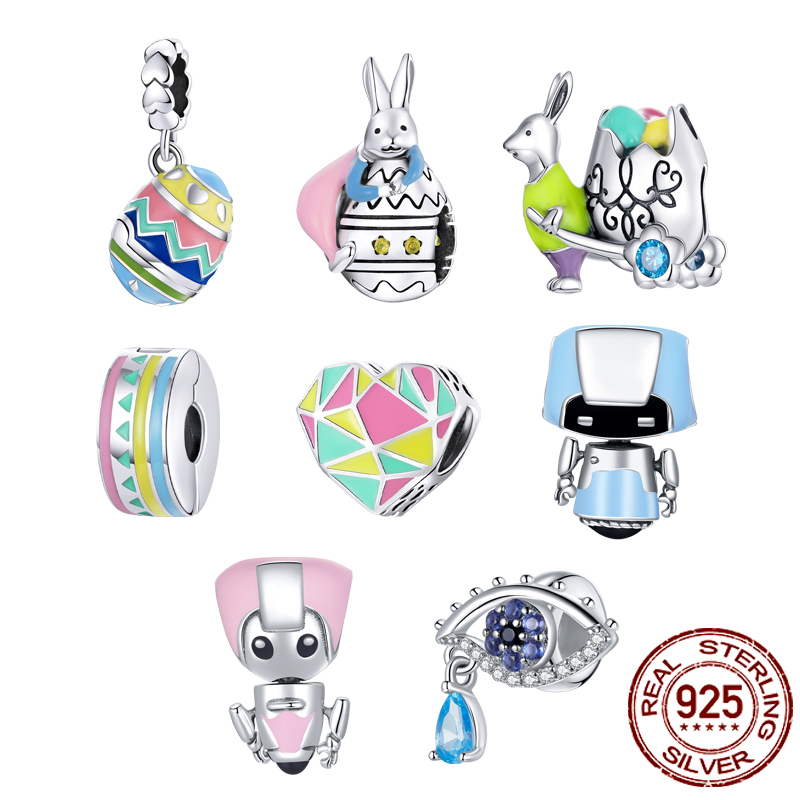 BISAER Charms 925 Sterling Silver Lucky Eggs Rabbit Robot Pendant Beads for Bracelet Necklaces DIY Jewelry ECC1753 Q0531
BISAER Charms 925 Sterling Silver Lucky Eggs Rabbit Robot Pendant Beads for Bracelet Necklaces DIY Jewelry ECC1753 Q0531