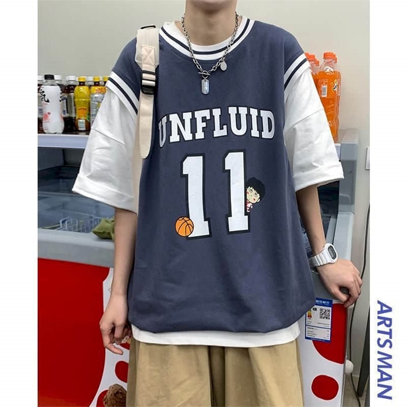 Hip Hop short-sleeved T-shirt men women summer retro fake two-piece jacket stitching printing sports style jersey 210720, Purple
Hip Hop short-sleeved T-shirt men women summer retro fake two-piece jacket stitching printing sports style jersey 210720, Purple