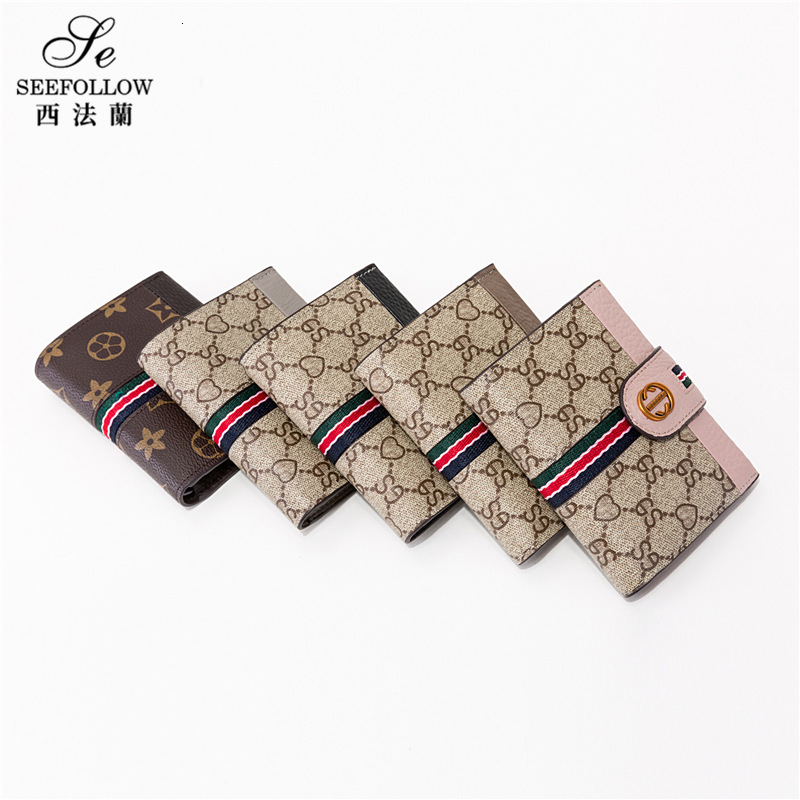 wallet 2021 old ladies short casual multi card women's printed zipper, Red;black