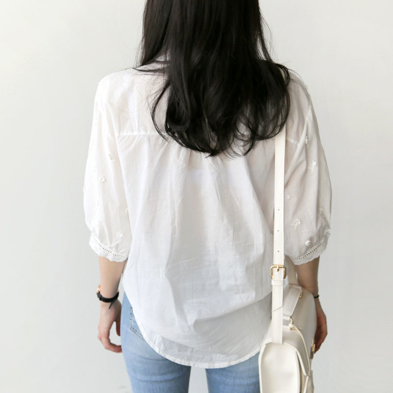 BETHQUENOY Embroidery Blouse White Shirts Women Clothes Plus Size Cotton Tops Camisas Blusas Mujer De Moda Chemisier Femme 210225