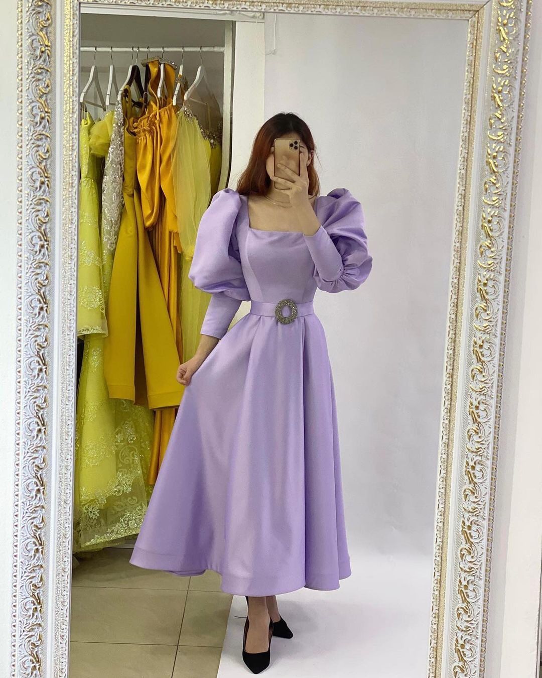 Simple Purple A Line Evening Dresses Satin Long Sleeve Formal Girls Prom Pageant Gowns robe de soiree