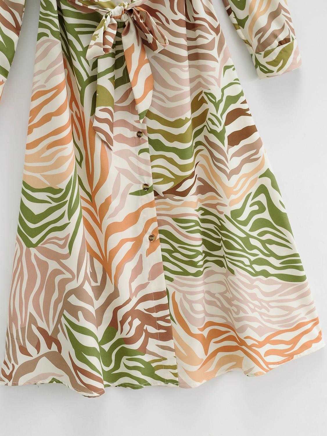 ZEVITY Women fashion color matching texture print bow sahses shirt Dress Office Ladies breasted Vestido Chic Dresses DS4356 210603