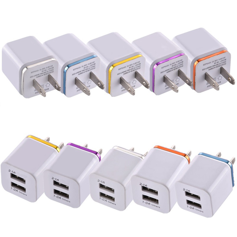 Dual Usb Ports 2.1A+1A EU US Ac Home Travel Wall Charger Power Adapter Plug For Samsung Galaxy Note 8 10 S8 S10 htc Android phone