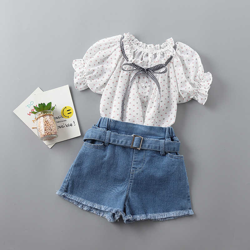 2-7 years High quality girl clothing sets summer casual Dot bow kid children shirt+demin pant 2pcs 210615, Yellow
2-7 years High quality girl clothing sets summer casual Dot bow kid children shirt+demin pant 2pcs 210615, Yellow