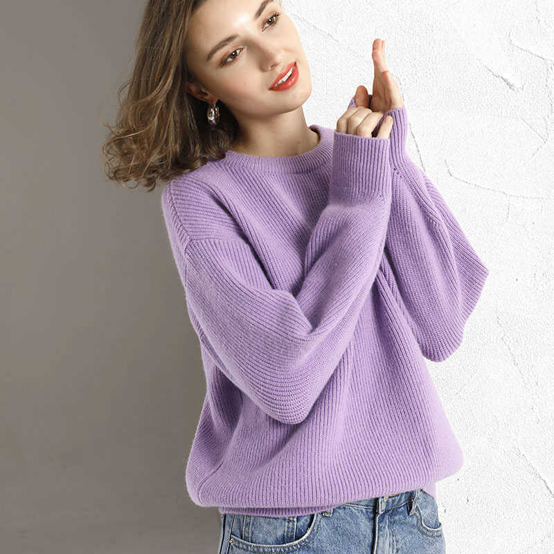 YYGegew Loose Knitted Cashmere Sweater Winter Solid Female Pullovers Warm Basic Knitwear Jumper 211011Z