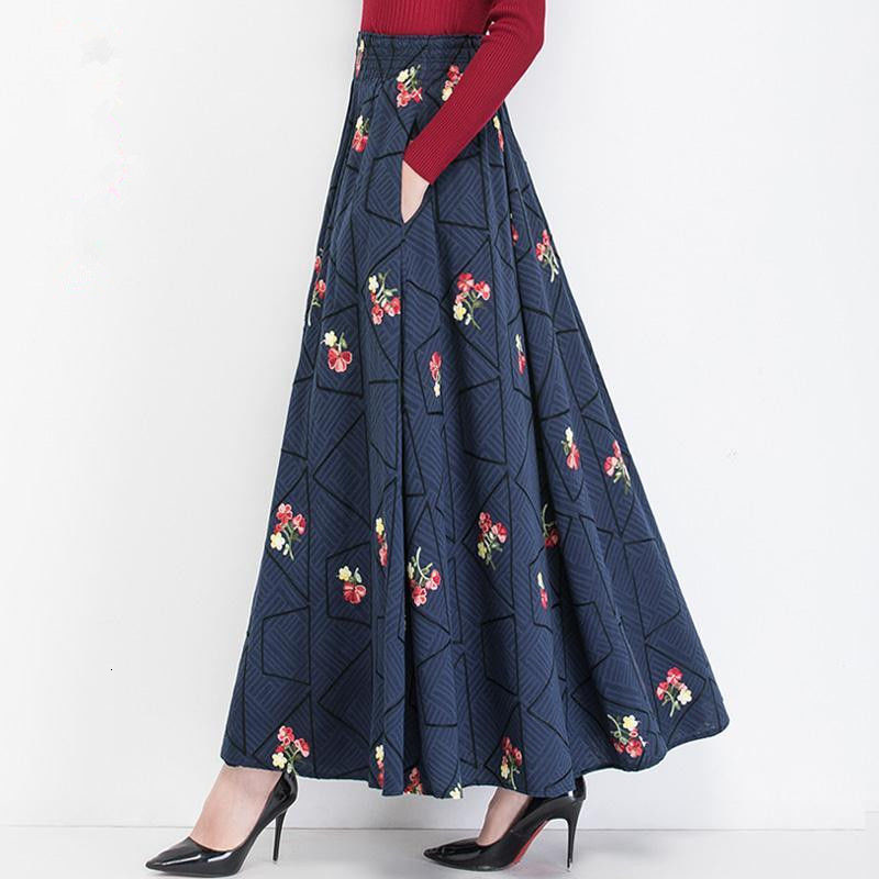 2021 Women Floral Embroidered Long Spring Cotton and Linen Big Swing Pleated Lady Casual Summer Pockets A-line Maxi Skirt Qhj8, Green
2021 Women Floral Embroidered Long Spring Cotton and Linen Big Swing Pleated Lady Casual Summer Pockets A-line Maxi Skirt Qhj8, Green
