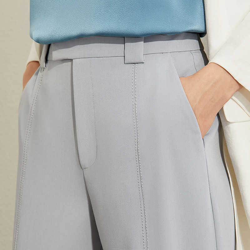 Minimalism Spring Summer Solid Chiffon Causal Women Pants Fashion High Waist Straight Ankel-length Female 12030172 210527