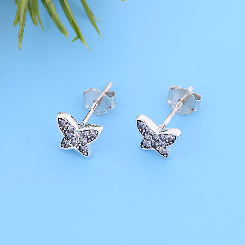 Fashion 925 Sterling Silver Butterfly Stud Earrings for Women Girls Beautiful Animal Earrings Moda Bijoux Jewelry gift