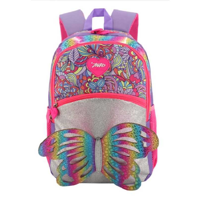 School Bags for Girls Kids Backpack 3D Cute Fairy Butterfly Reversible Glitter Bookbag 210809