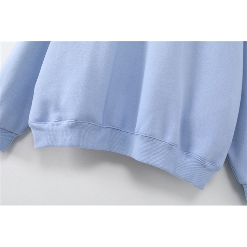Oversize girls embroidery blue sweatshirts autumn fashion ladies elegant loose pullovers female cute sweatshirt women chic 201211