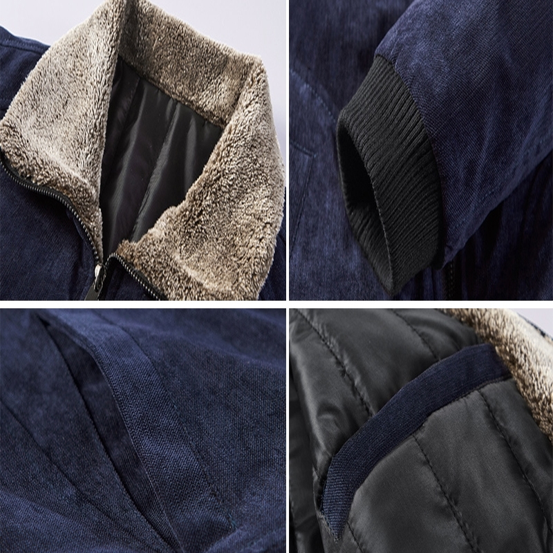 DIMUSI Winter Men's Bomber Jackets Casual Male Fur Collar Windbreaker Jacket Mens Fleece Warm Slim Corduroy Jackets Clothing 6XL T200502
