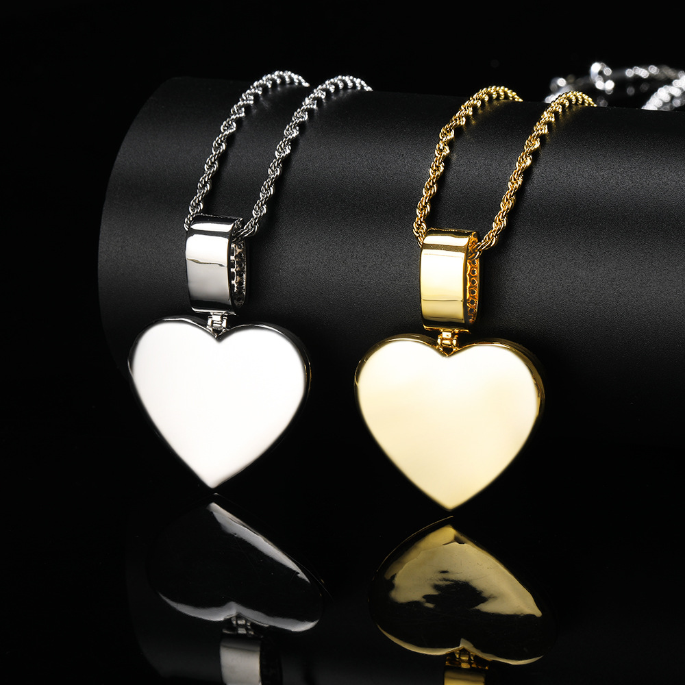 Customize Memorial Photo Frame Medal Pendant Necklace Heart Shape Can be opened Men Women Lover Gift Couple Pendants