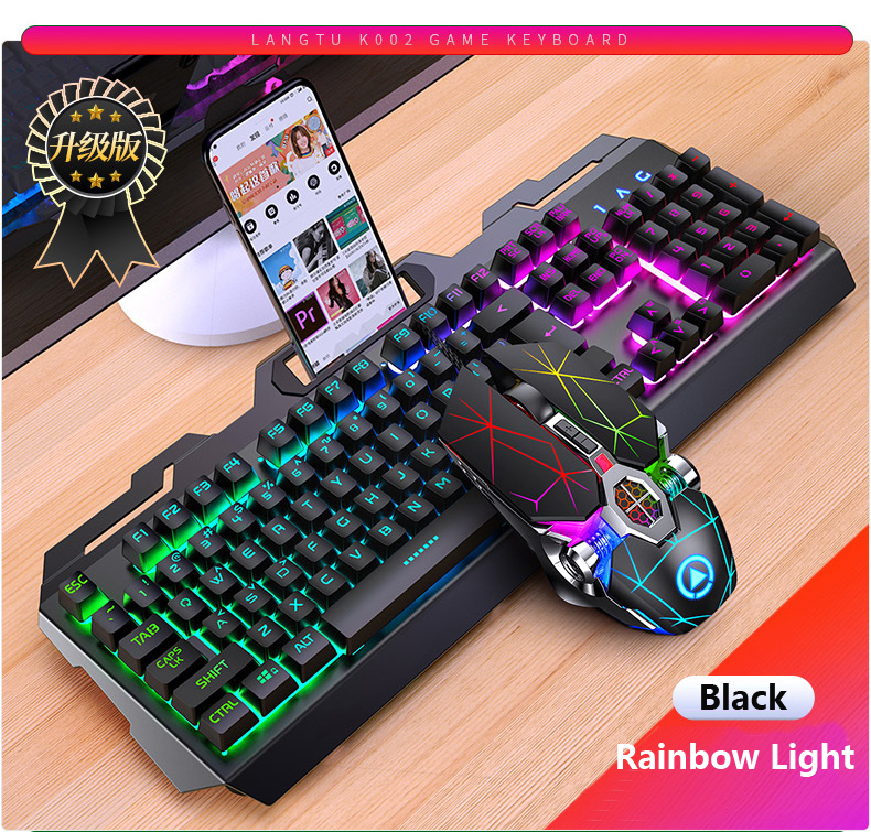 Gaming Keyboard & Mouse & Headphone Mechanical Feeling RGB LED Backlit Gamer Keyboards USB Wired Keyboard for Game PC Laptop Computer