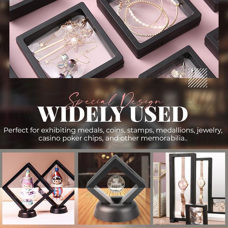 Gift Wrap 3D Floating Jewelry Display Frame Holder Box Case With Base Stand Necklace Bracelet Display Home Decorations